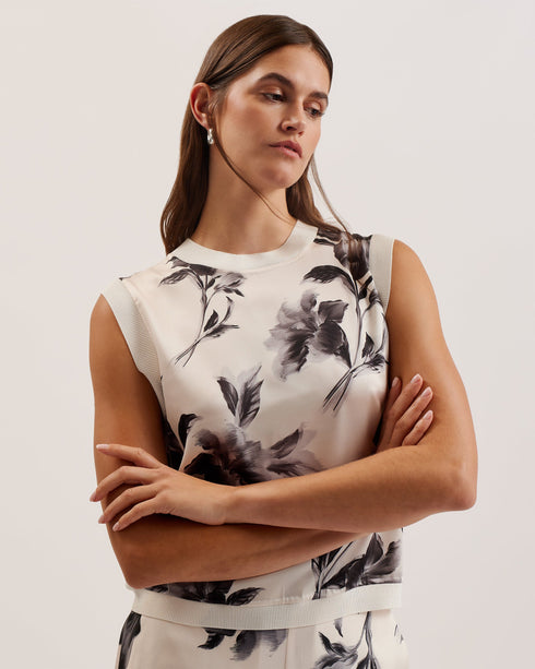 PERLOMA-Knitwear-Printed Woven Front Knitted- Ted Baker Romania